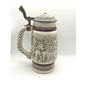 Vintage 1980 Avon Cattle Drive Stagecoach Beer Stein Ceramarte Brazil Lidded 9"